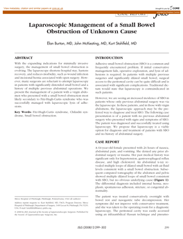 Laparoscopic Management of a Small Bowel Obstruction of Unknown Cause