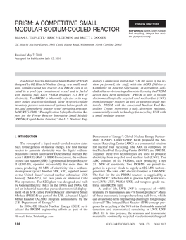 Prism: a Competitive Small Modular Sodium-Cooled Reactor