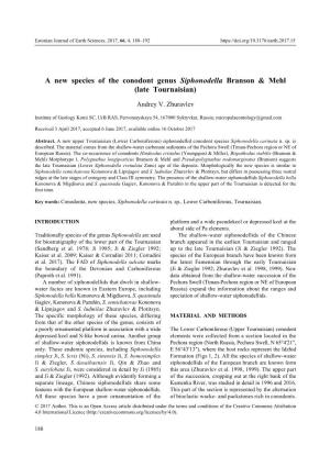 A New Species of the Conodont Genus Siphonodella Branson & Mehl