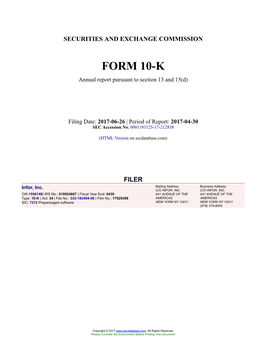 Infor, Inc. Form 10-K Annual Report Filed 2017-06-26