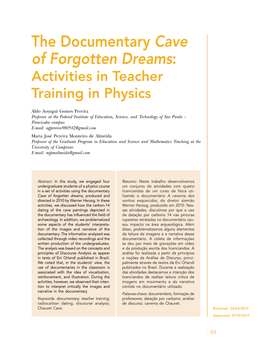 The Documentary Cave of Forgotten Dreams: Activities in Teacher Training in Physics