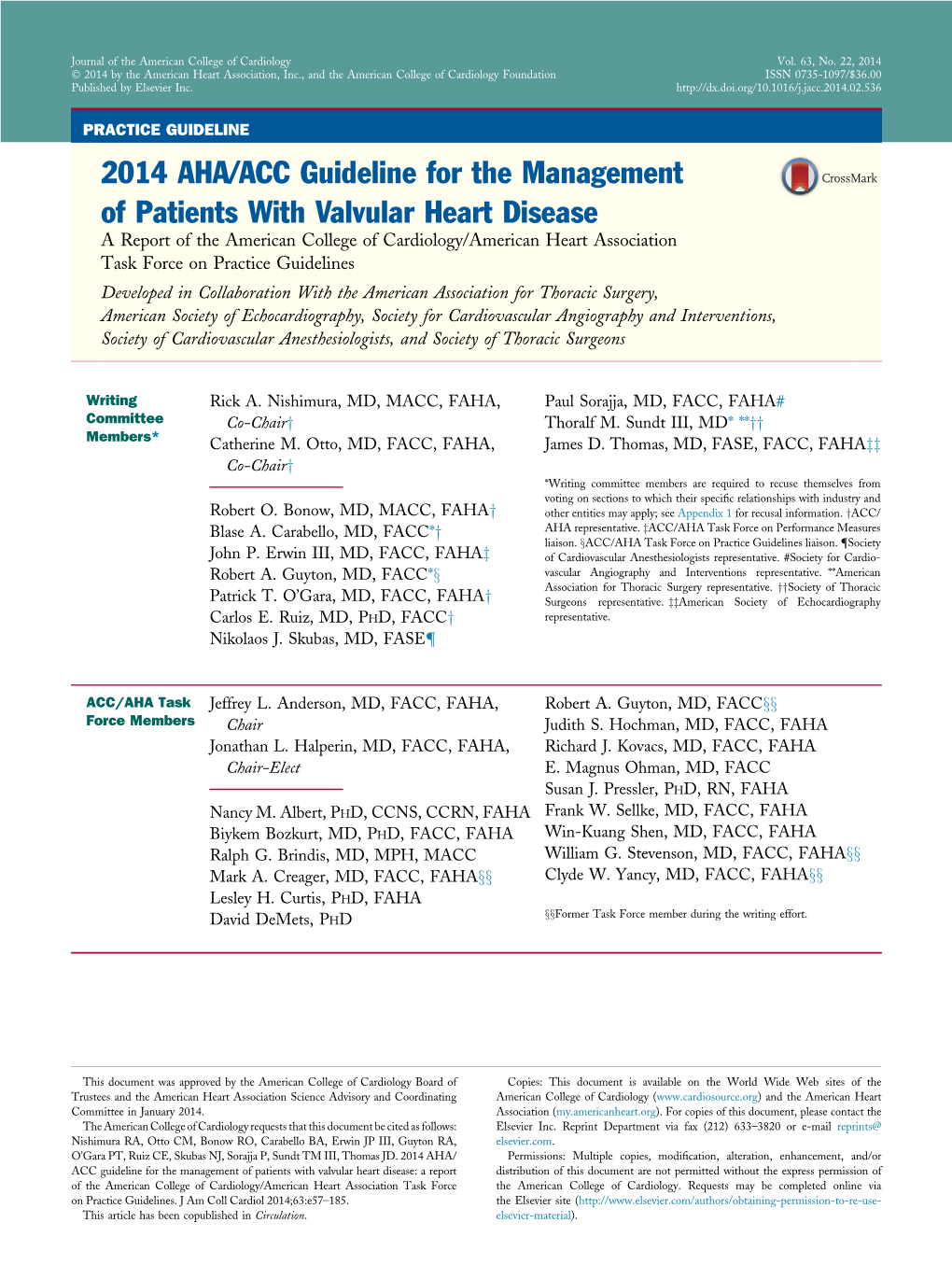 2014 AHA/ACC Guideline for the Management of Patients With