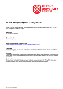 Ius Vitae Necisque: the Politics of Killing Children
