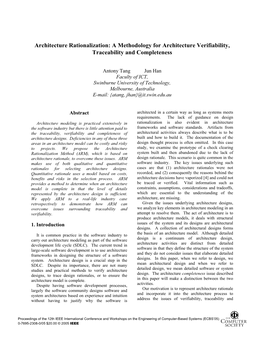 Architecture Rationalization: a Methodology for Architecture Verifiability, Traceability and Completeness