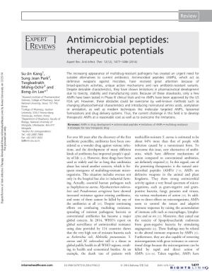 Antimicrobial Peptides: Therapeutic Potentials