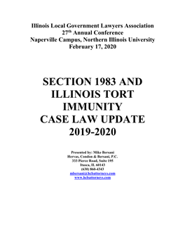 Section 1983 and Illinois Tort Immunity Case Law Update 2019-2020
