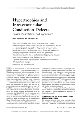 Hypertrophies and Intraventricular Conduction Defects