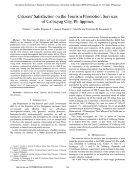 Citizens' Satisfaction on the Tourism Promotion Services of Calbayog City, Philippines