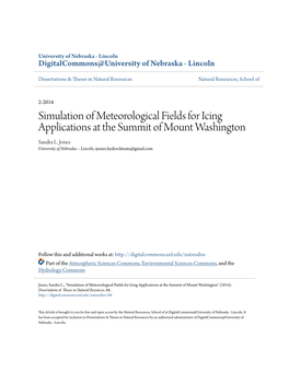 Simulation of Meteorological Fields for Icing Applications at the Summit of Mount Washington Sandra L