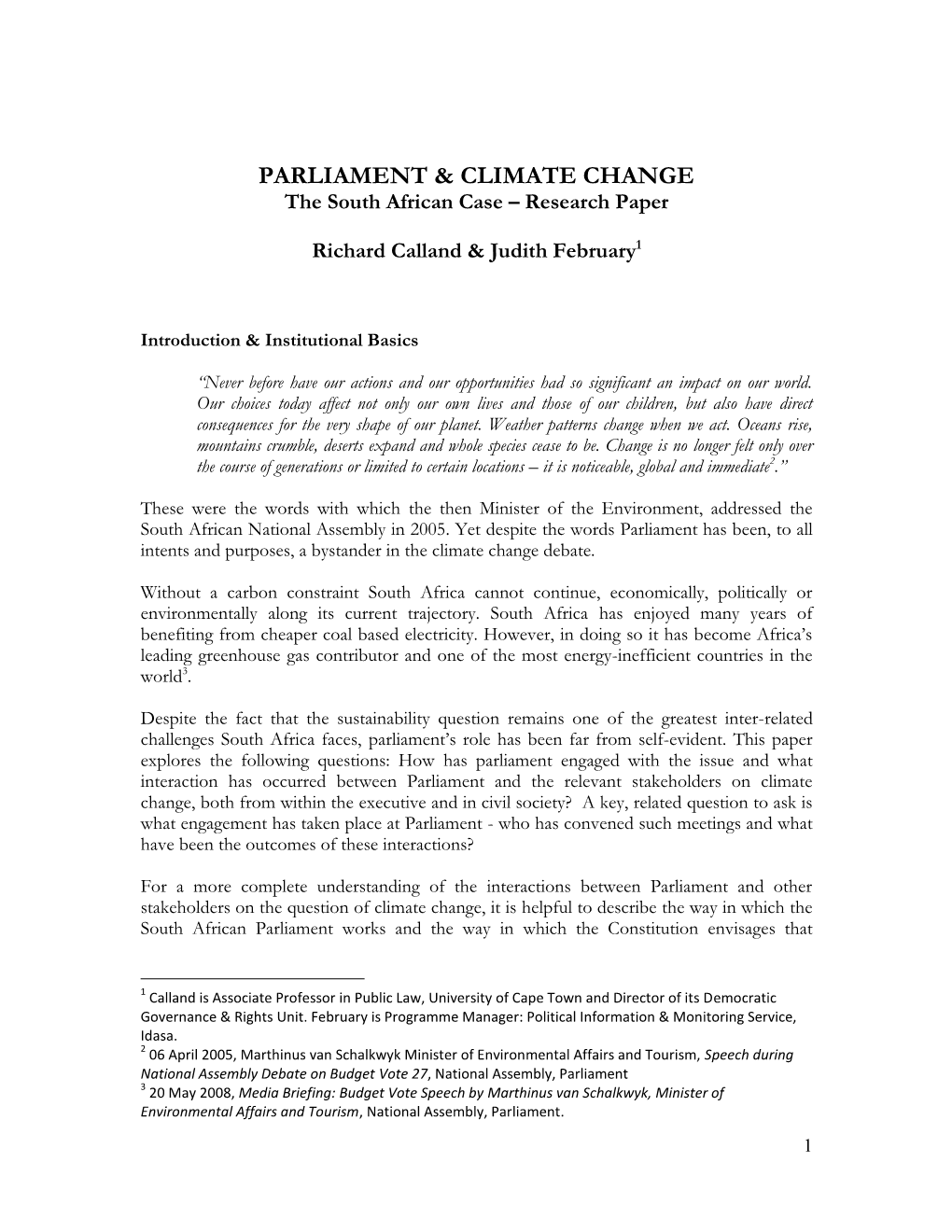 Parliament & Climate Change