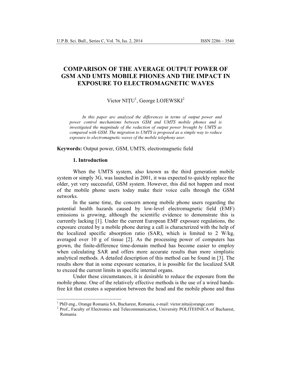 Comparison of the Average Output Power of Gsm and Umts Mobile Phones and the Impact in Exposure to Electromagnetic Waves