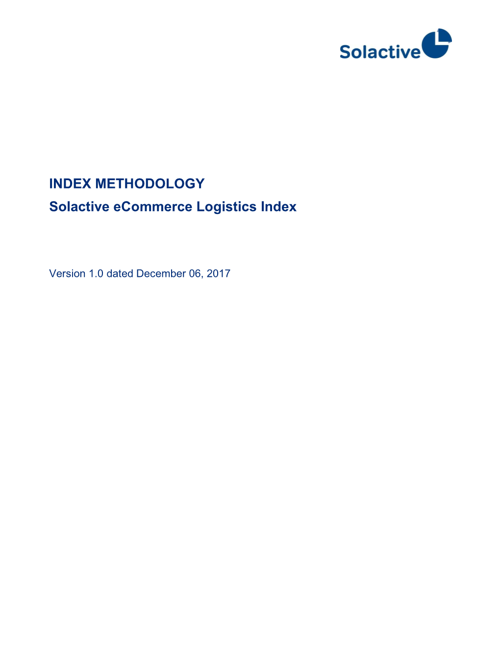 METHODOLOGY Solactive Ecommerce Logistics Index