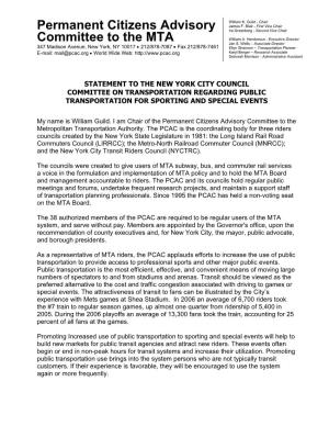 Permanent Citizens Advisory Committee to the Metropolitan Transportation Authority