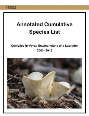 Annotated Cumulative Species List