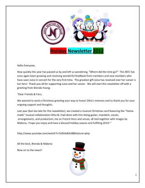 Holiday Newsletter 2012