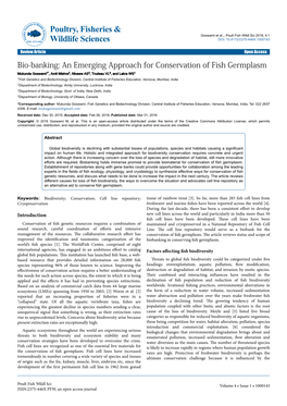 Bio-Banking: an Emerging Approach for Conservation of Fish Germplasm