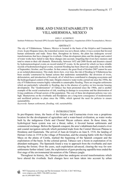 Risk and Unsustainability in Villahermosa, Mexico