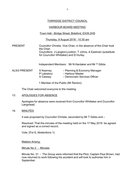 Torridge District Council Harbour Board Meeting