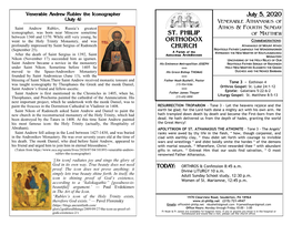 July 5, 2020 ST. PHILIP ORTHODOX CHURCH