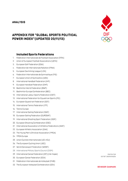Global Sports Political Power Index”(Updated 20/11/13)