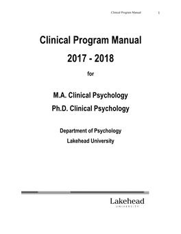 Clinical Program Manual 1