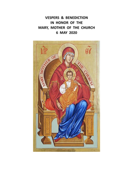 Vespers Mary Mother of the Church