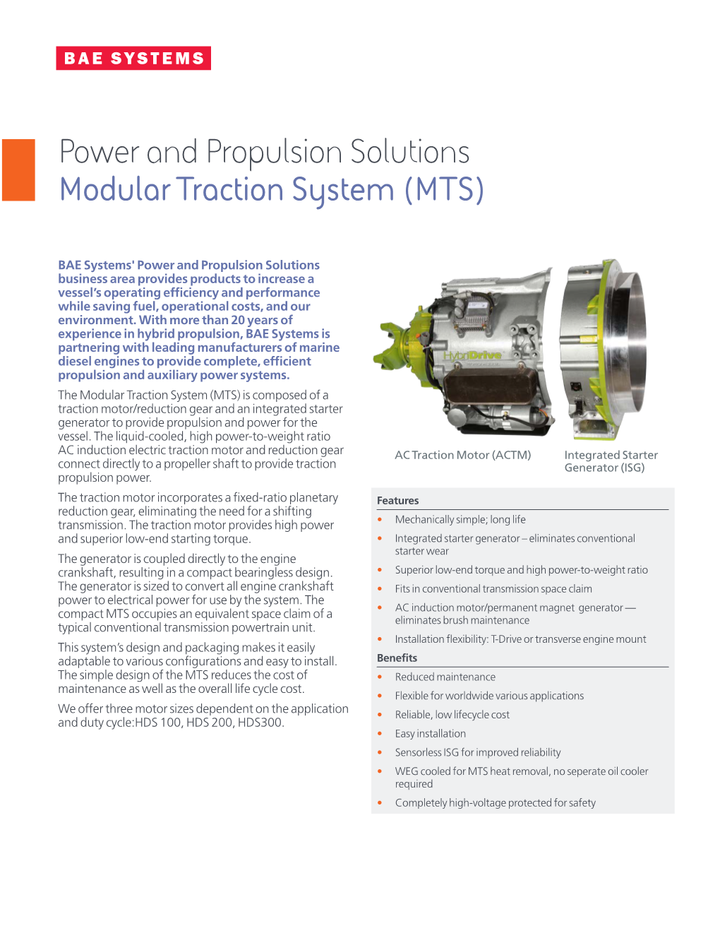 Power and Propulsion Solutions Modular Traction System (MTS)