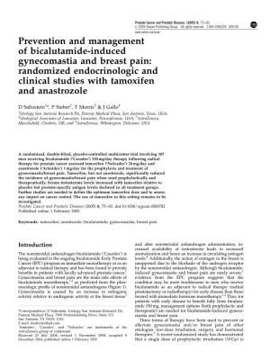 Prevention and Management of Bicalutamide-Induced Gynecomastia and Breast Pain: Randomized Endocrinologic and Clinical Studies with Tamoxifen and Anastrozole