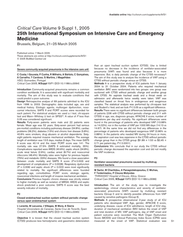 25Th International Symposium on Intensive Care and Emergency Medicine Brussels, Belgium, 21–25 March 2005