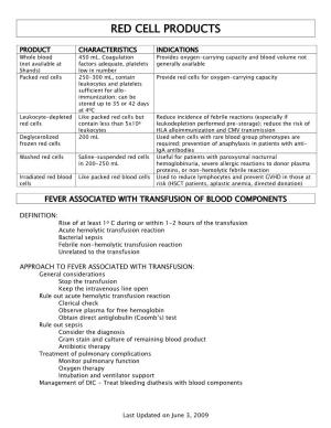 Transfusion Medicine & Blood Products