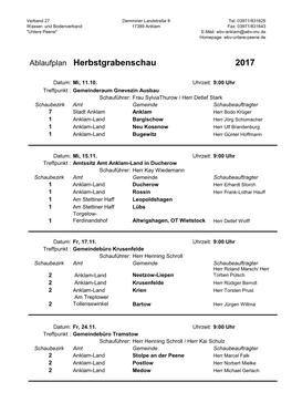 Ablaufplan Herbstgrabenschau 2017