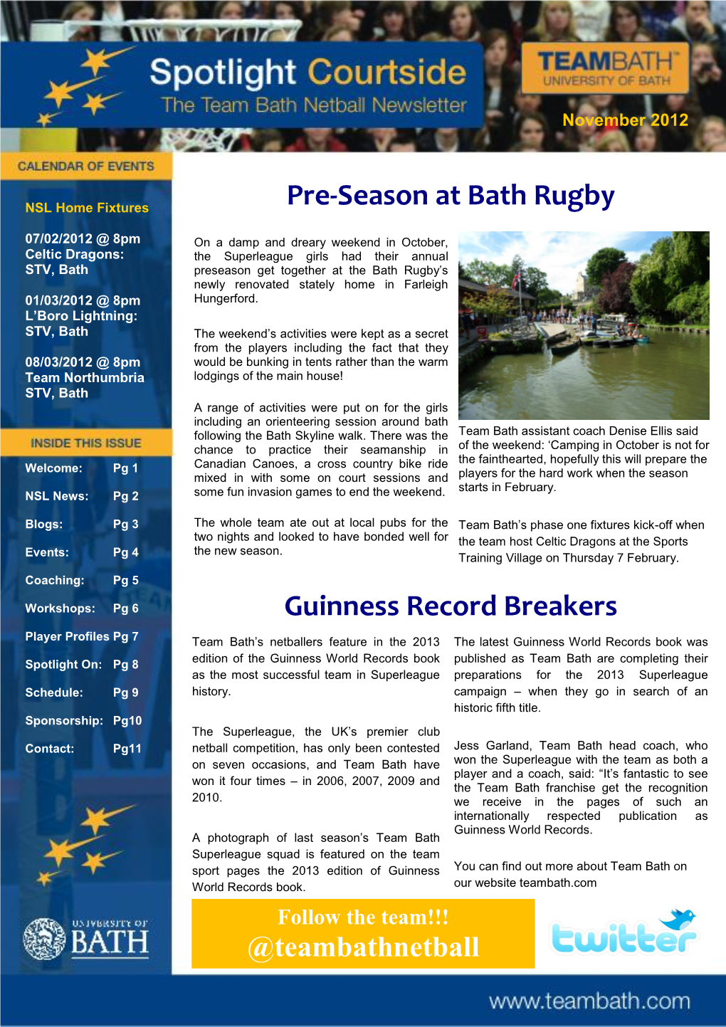 Pre-Season at Bath Rugby Guinness Record Breakers @Teambathnetball