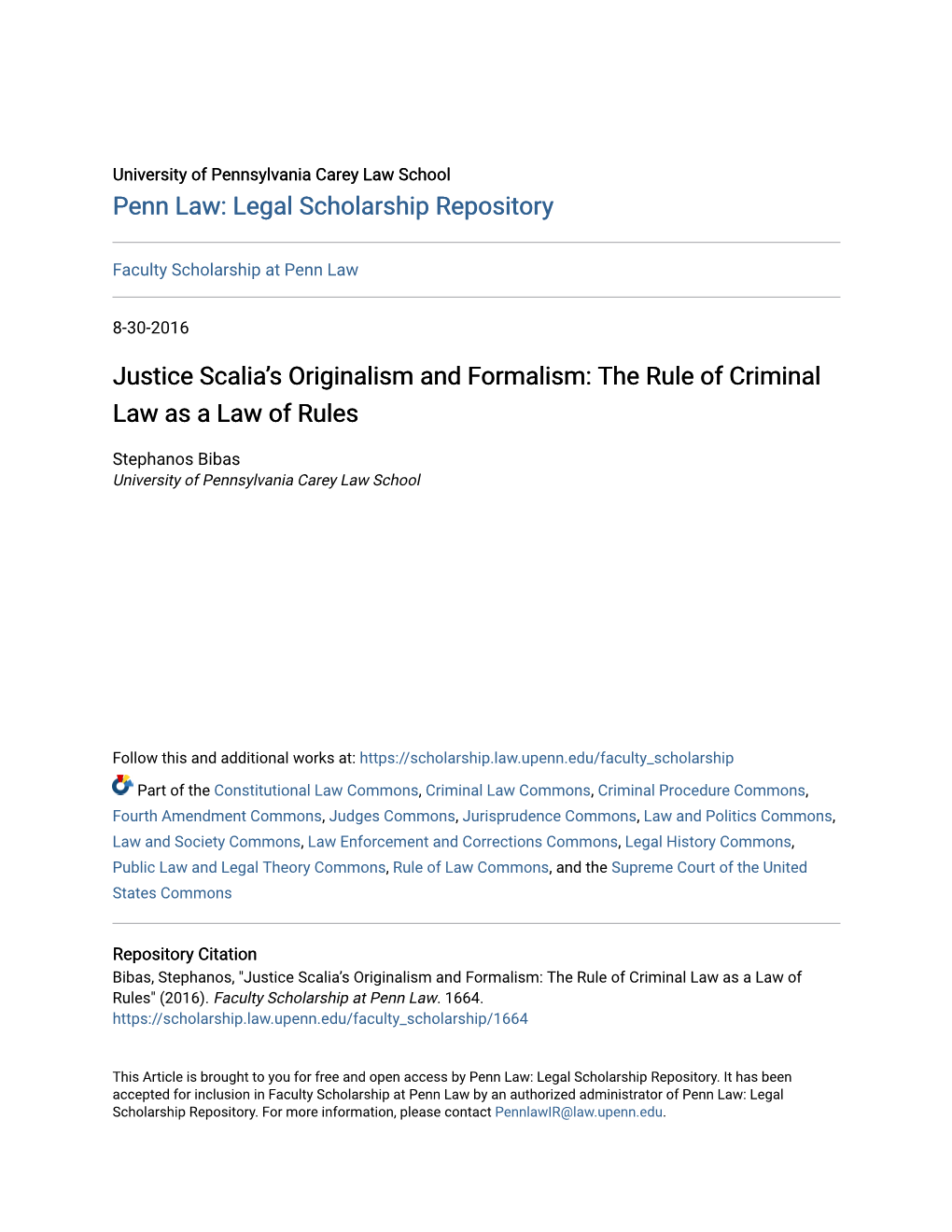 Justice Scalia's Originalism and Formalism