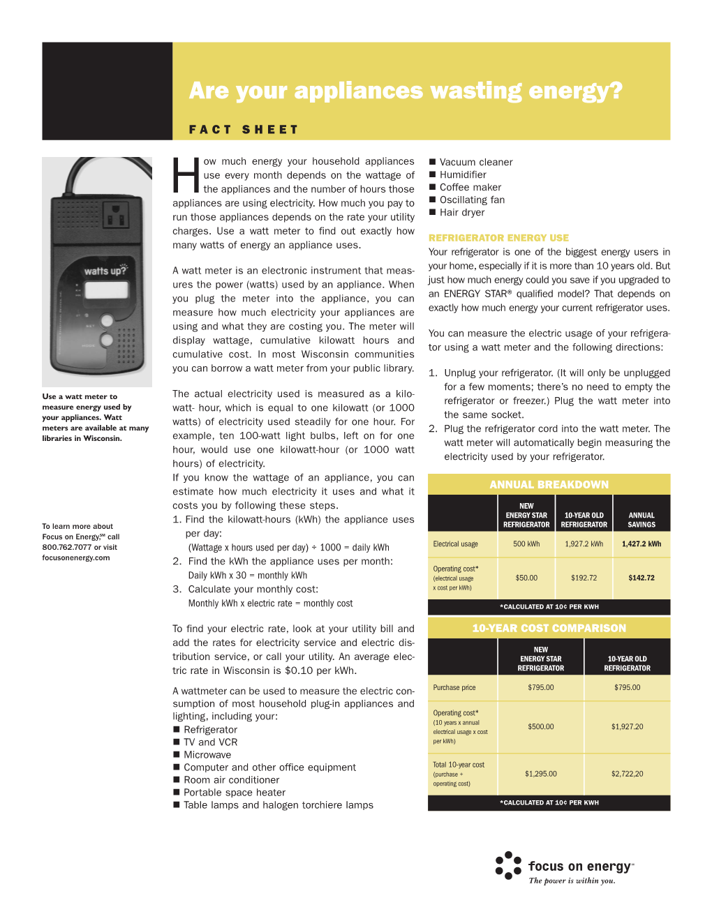 Watt Meter to Find out Exactly How REFRIGERATOR ENERGY USE Many Watts of Energy an Appliance Uses