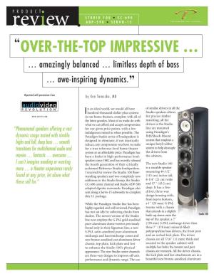 Review ADP-590 • SERVO-15 “OVER-THE-TOP IMPRESSIVE … … Amazingly Balanced … Limitless Depth of Bass … Awe-Inspiring Dynamics.”
