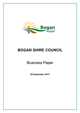 BOGAN SHIRE COUNCIL Business Paper