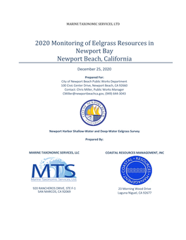 2020 Monitoring of Eelgrass Resources in Newport Bay Newport Beach, California