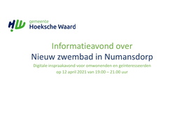 Informatieavond Over Nieuw Zwembad in Numansdorp