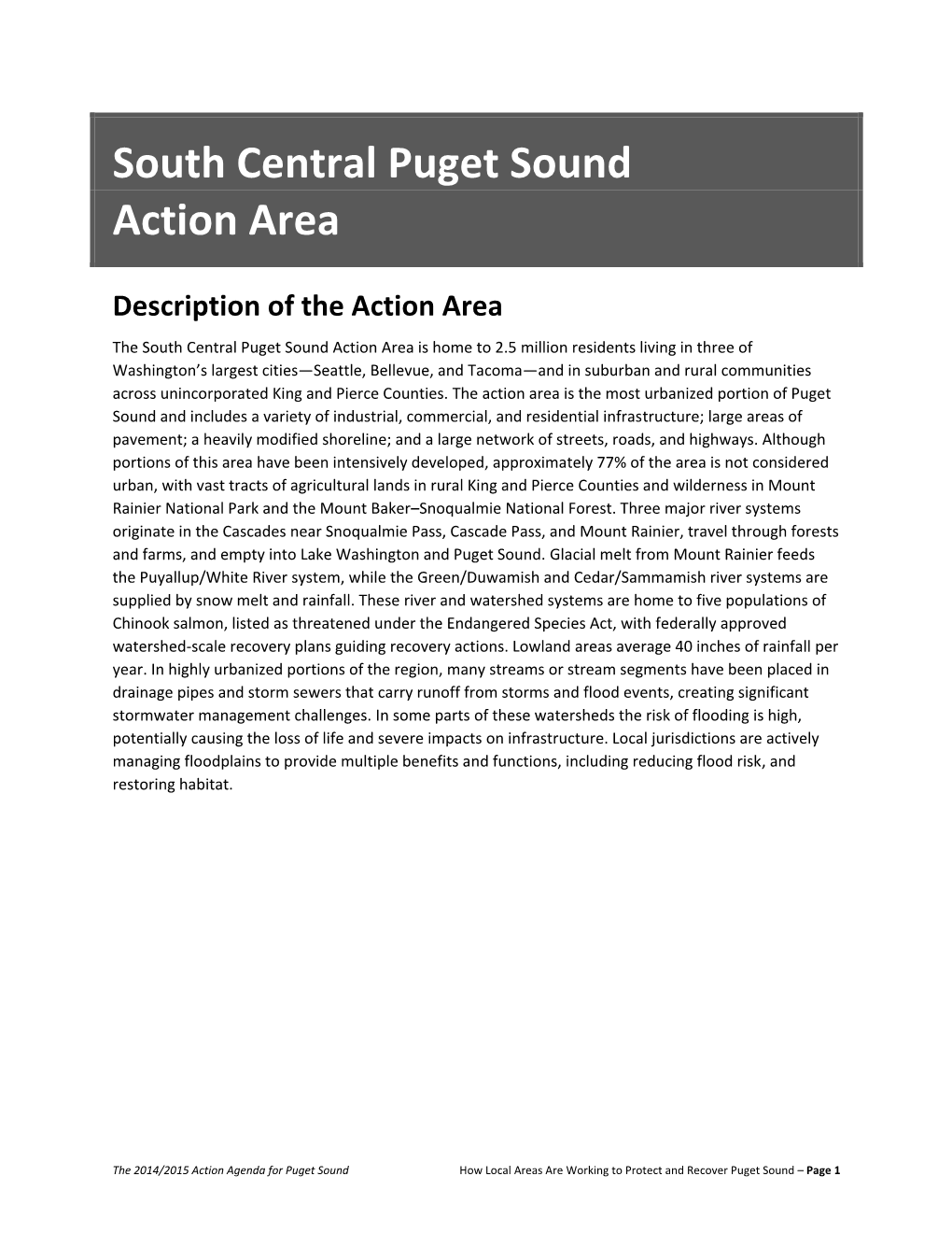 South Central Puget Sound Action Area