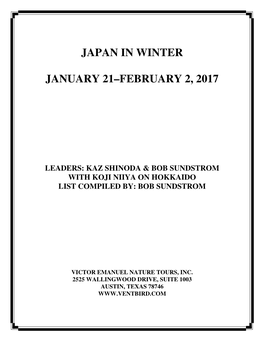Japan in Winter January 21–February 2, 2017