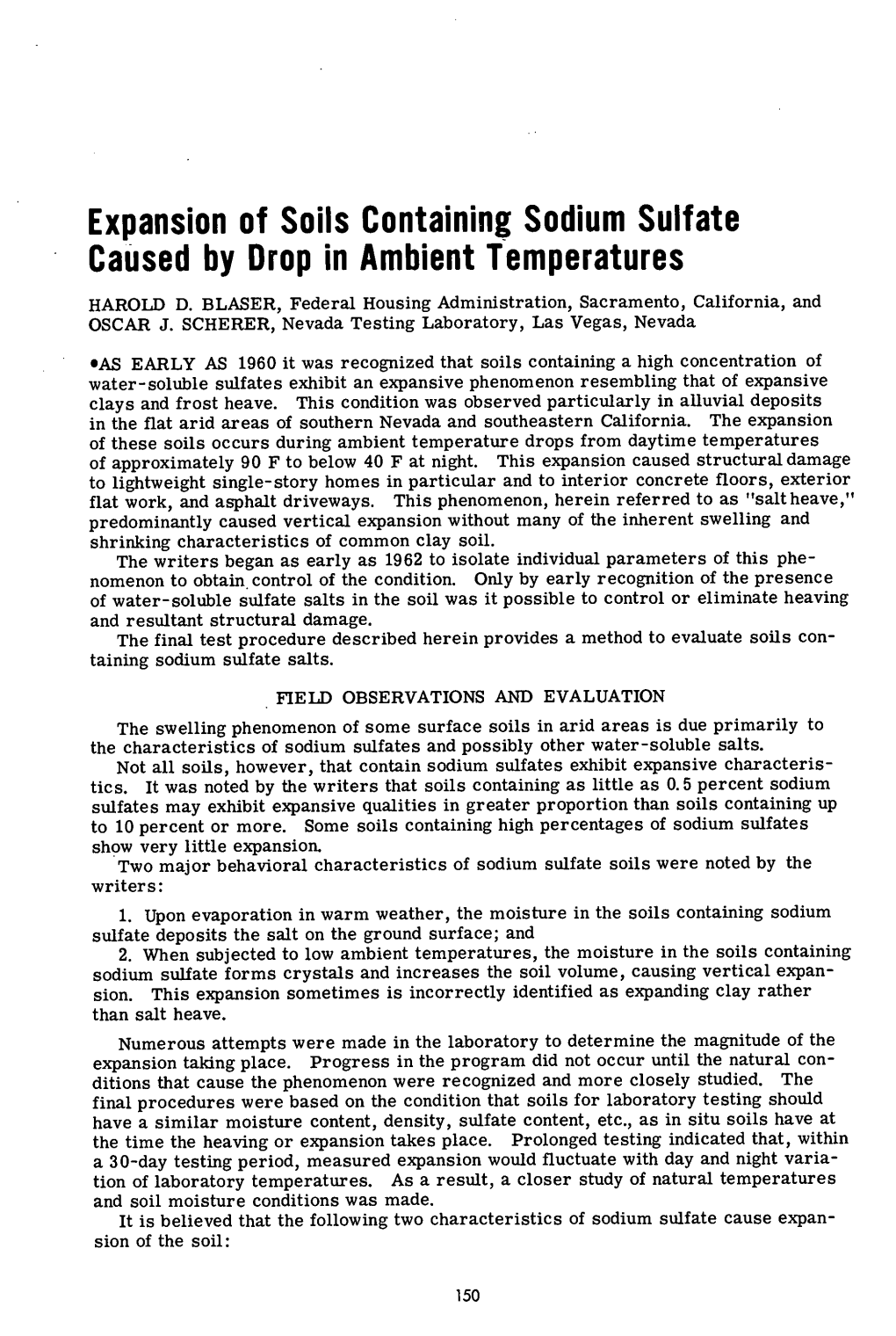 Expansion of Soils Containing Sodium Sulfate Caused by Drop in Ambient Temperatures