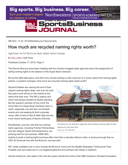 How Much Are Recycled Naming Rights Wor... Journal