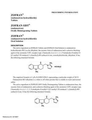ZOFRAN® (Ondansetron Hydrochloride) Tablets