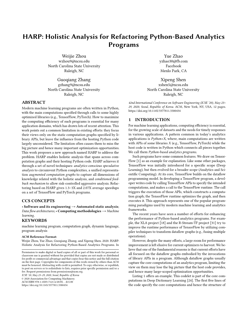 Holistic Analysis for Refactoring Python-Based Analytics Programs