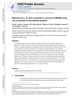 Detection of Α-, Β-, and Γ-Amanitin in Urine by LC-MS/MS Using 15 N10-Α-Amanitin As the Internal Standard