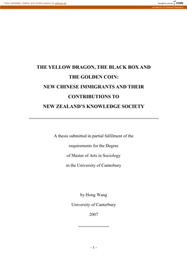 New Chinese Immigrants and Their Contributions to New Zealand’S Knowledge Society