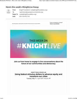 Roundcube Webmail :: Here's This Week's #Knightlive Lineup