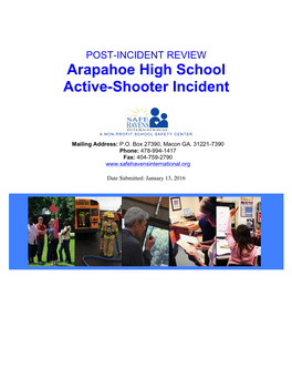 Post-Incident Review of the Arapahoe High School Active Shooter Incident
