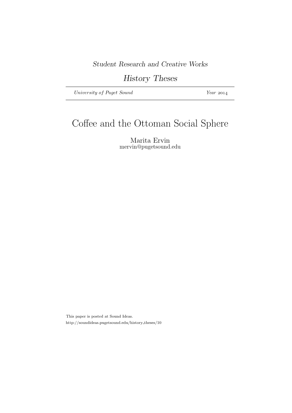 Coffee and the Ottoman Social Sphere