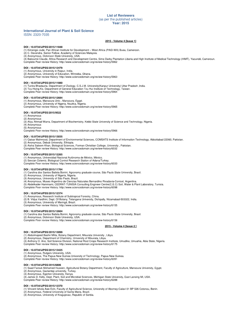 2015 International Journal of Plant & Soil Science ISSN